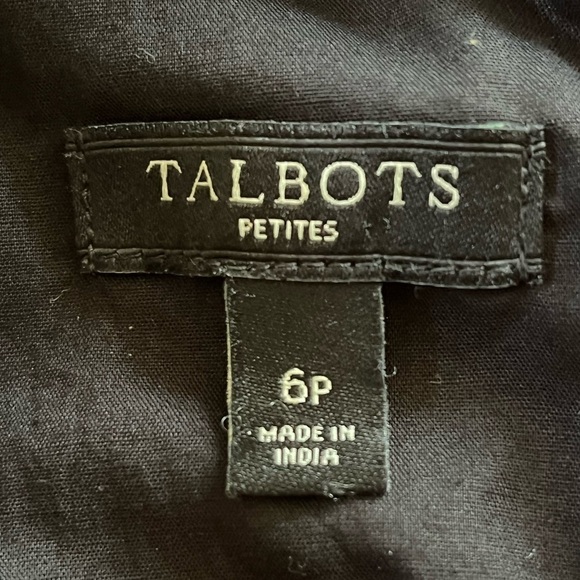 Talbots Geo Black and White Polkadot Fit and Flare Dress Size 6P Pin Up Retro - Picture 8 of 12